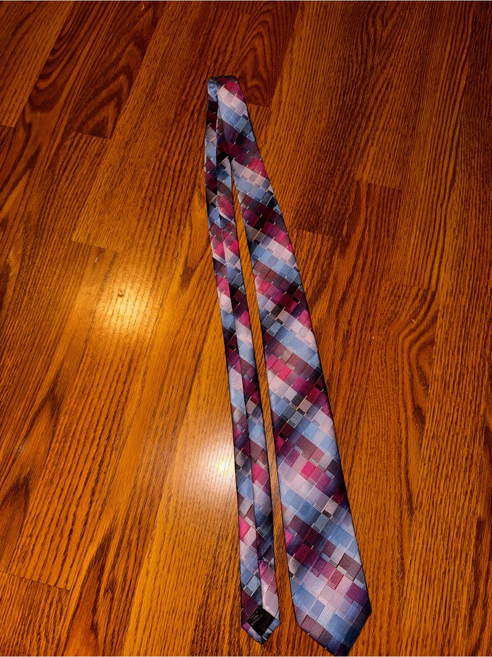 Bespoke Pink Blue Purple Geometric Tie